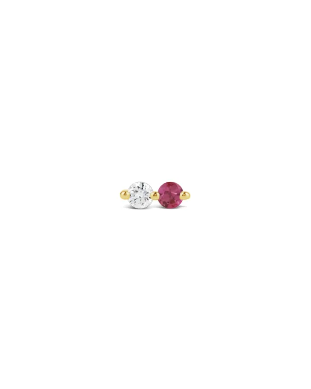 Double Diamond + Ruby Stud sold by Blue Ruby