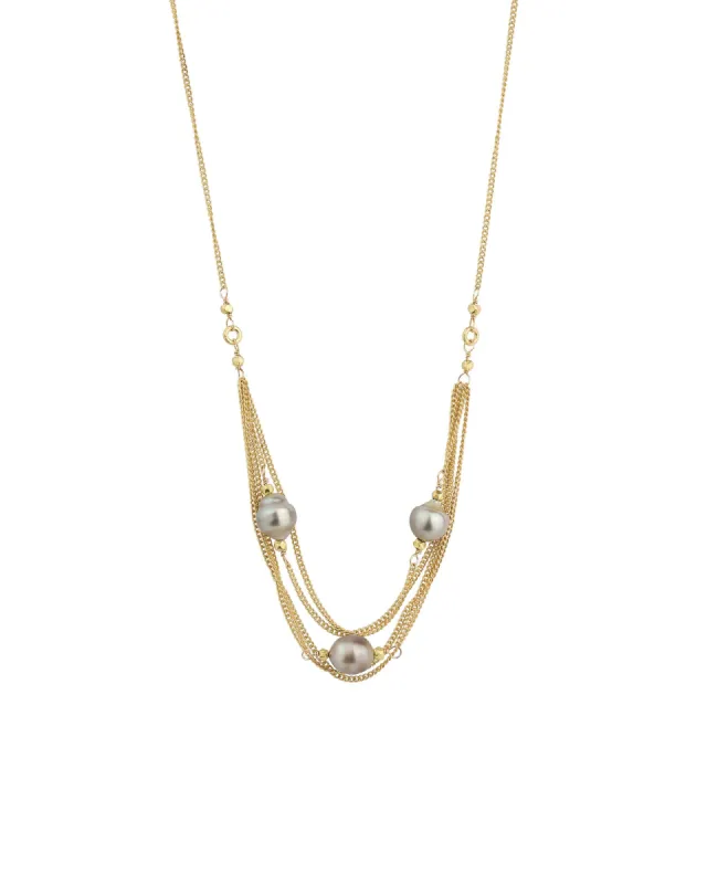 3 Tahitian Pearl Multi Chain Necklace sold by Blue Ruby