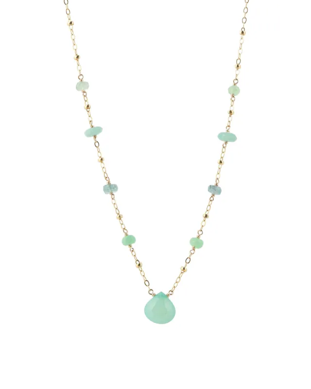 Mixed Stone Teardrop Station Necklace sold by Blue Ruby