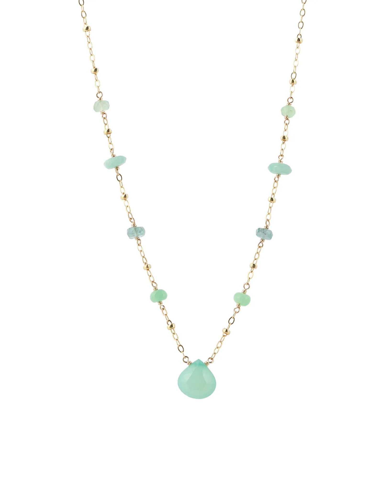 Mixed Stone Teardrop Station Necklace sold by Blue Ruby