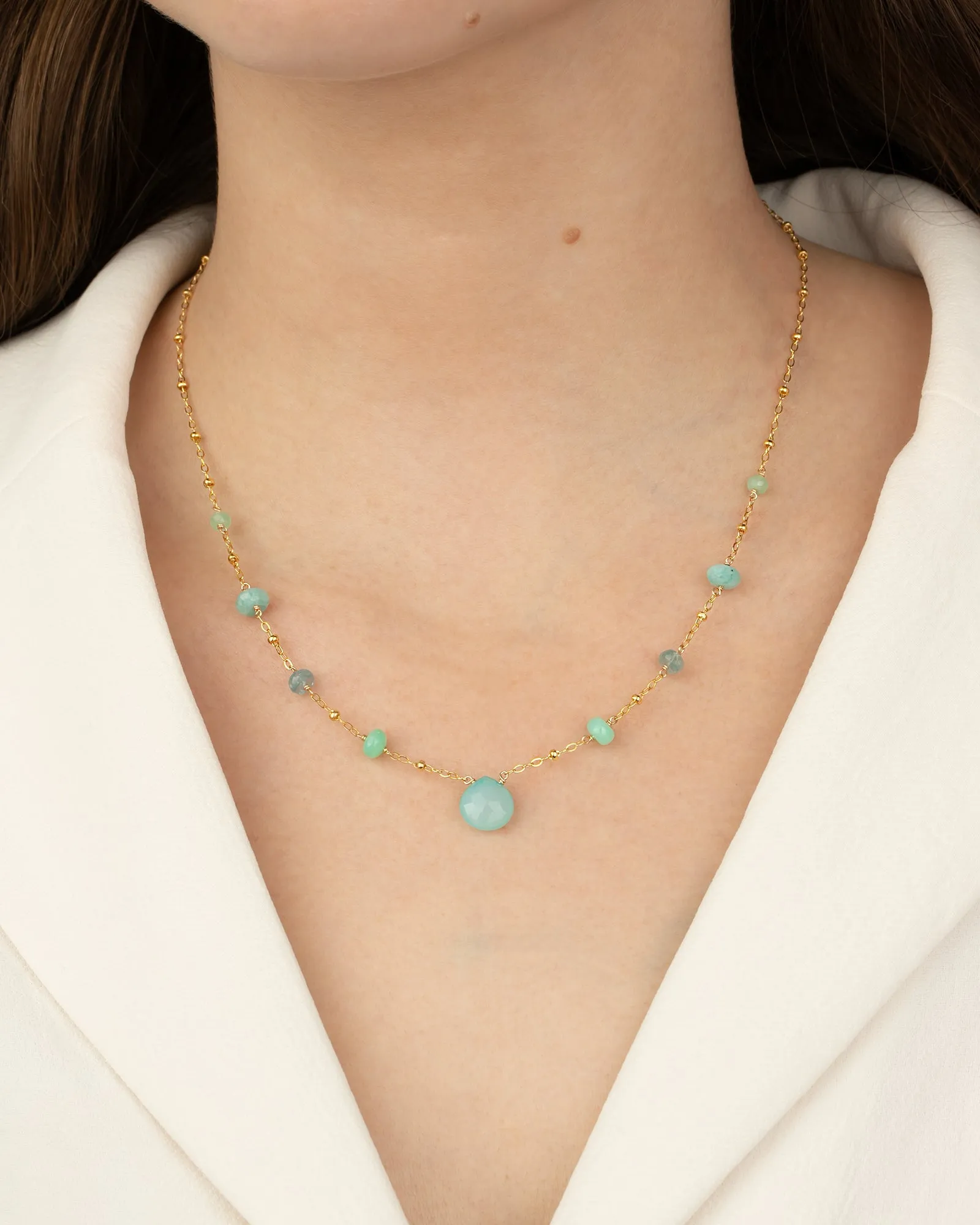 Mixed Stone Teardrop Station Necklace sold by Blue Ruby product image thumbnail 3