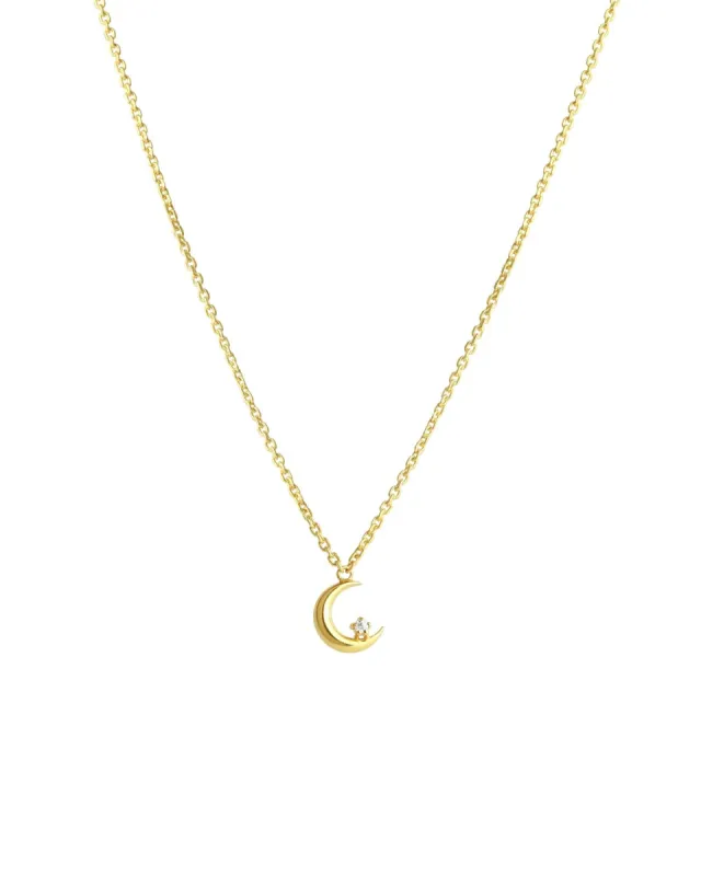 Moon + CZ Necklace sold by Blue Ruby