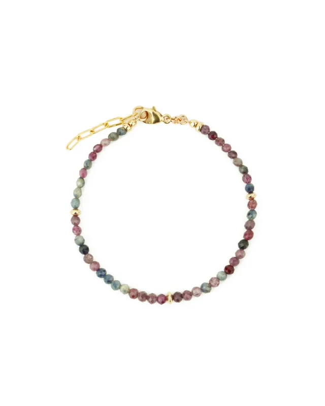 Mix Stone Three Saucer Bracelet | 3mm sold by Blue Ruby