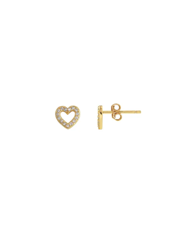 Pavé Open Heart Studs sold by Blue Ruby
