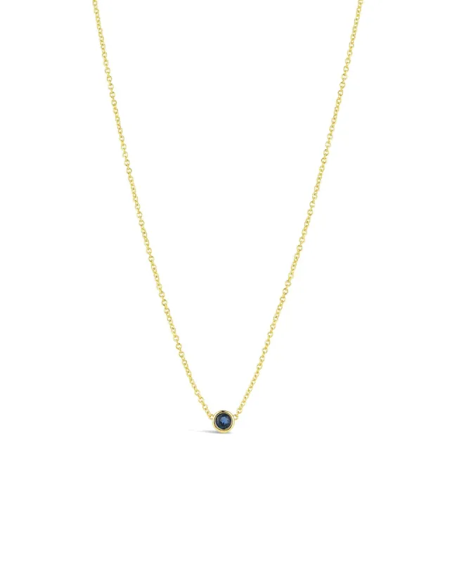 Bezel CZ Birthstone Necklace sold by Blue Ruby