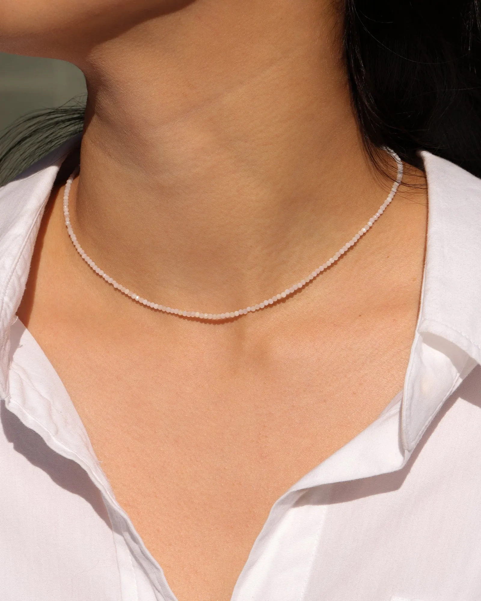 Pink Opal Beaded Necklace | 2mm sold by Blue Ruby product image thumbnail 2