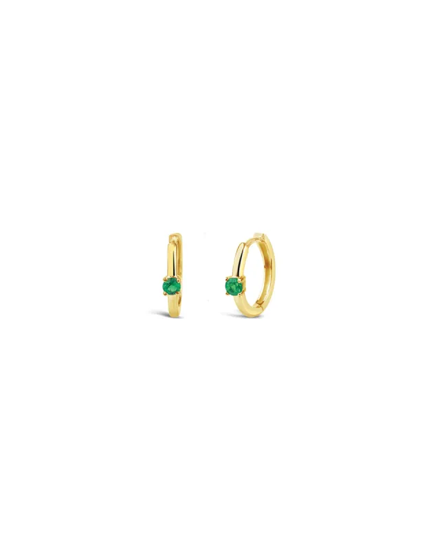 Single Emerald Huggies | 13mm sold by Blue Ruby