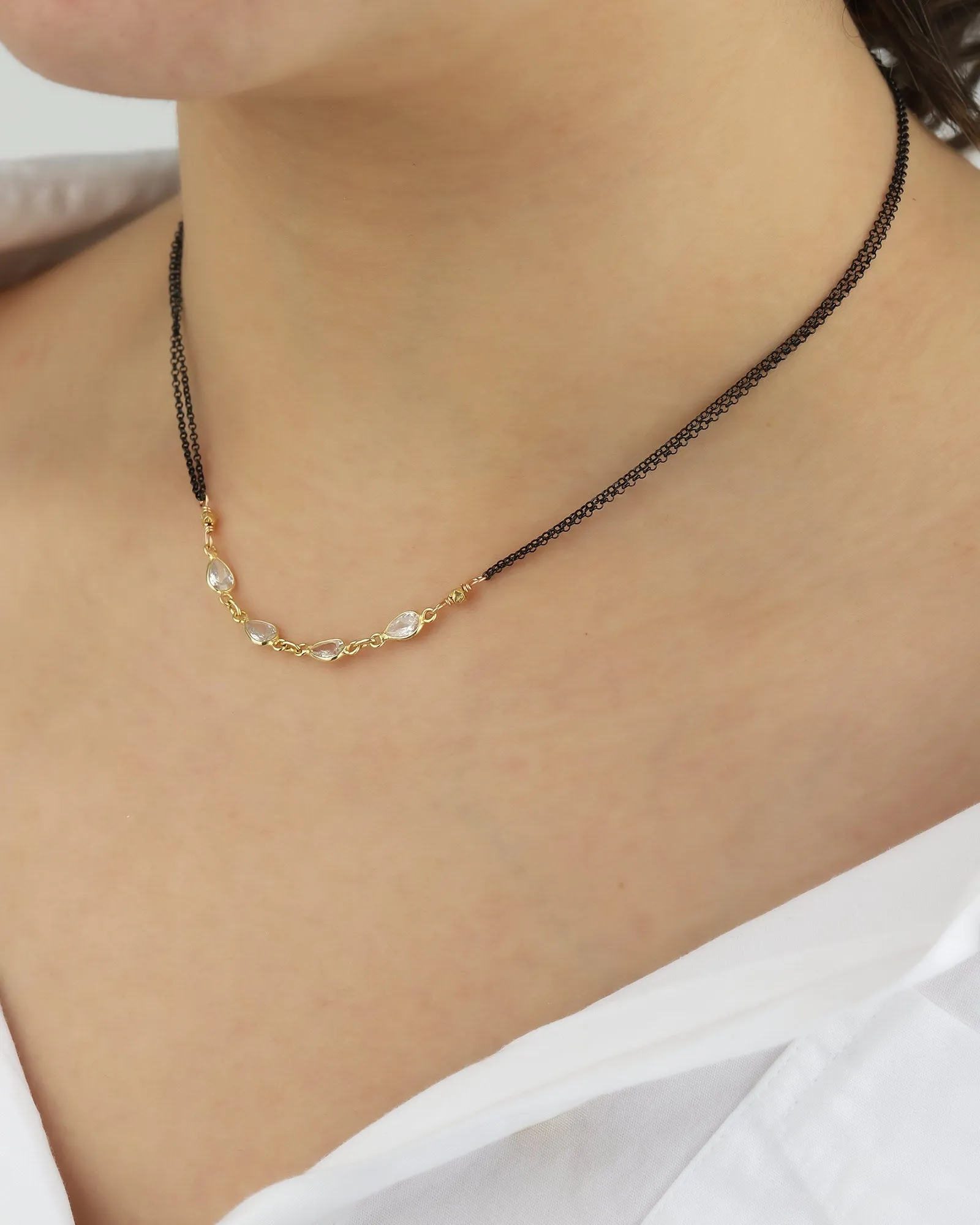 4 Teardrop CZ 2 Chain Necklace sold by Blue Ruby product image thumbnail 2