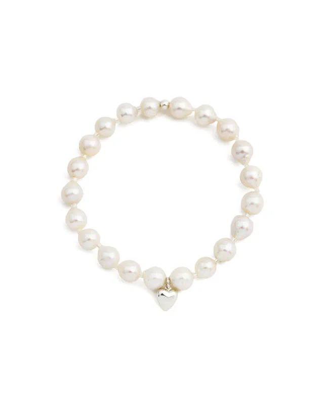 Pearl Miyuki Heart Drop Bracelet | 6mm sold by Blue Ruby