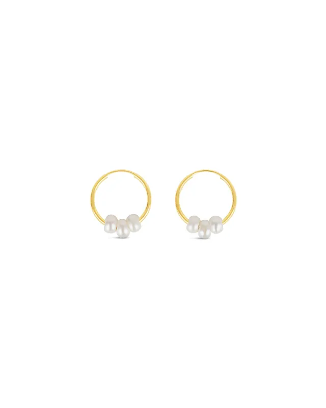 Three Floating Pearl Hoops I 16mm sold by Blue Ruby