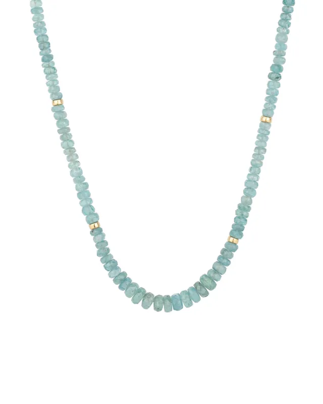 Kyanite Graduated Stone Rondelle Necklace sold by Blue Ruby