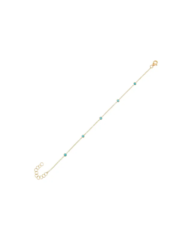 5 Bezel Turquoise Chain Bracelet sold by Blue Ruby