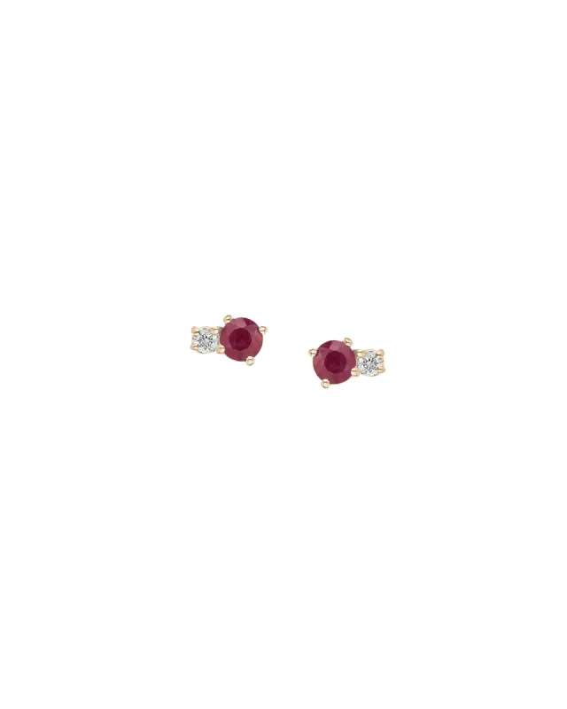 Small Diamond Ruby Amigos Studs sold by Blue Ruby