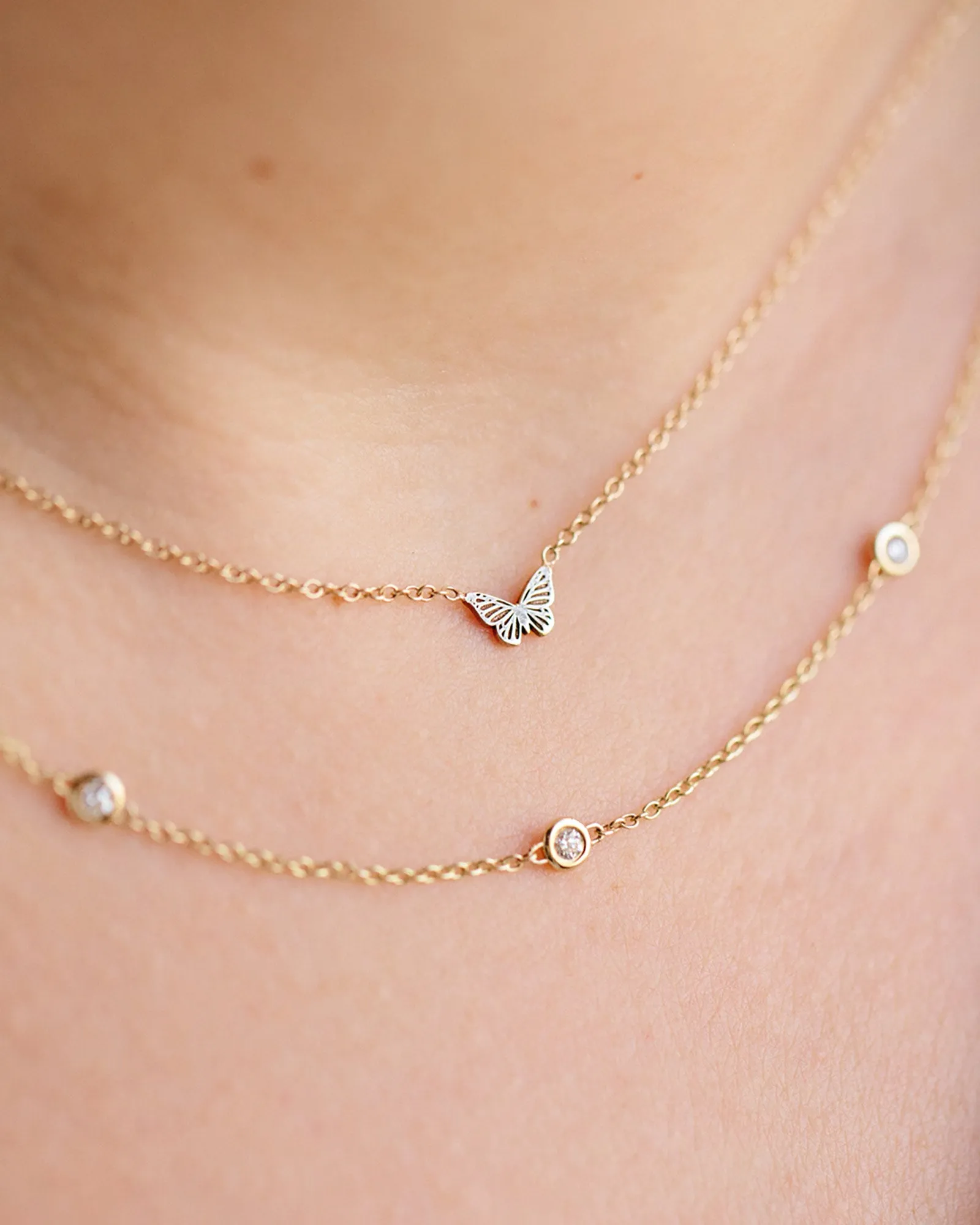 Itty Bitty Butterfly with Floating Diamond Necklace sold by Blue Ruby product image thumbnail 2