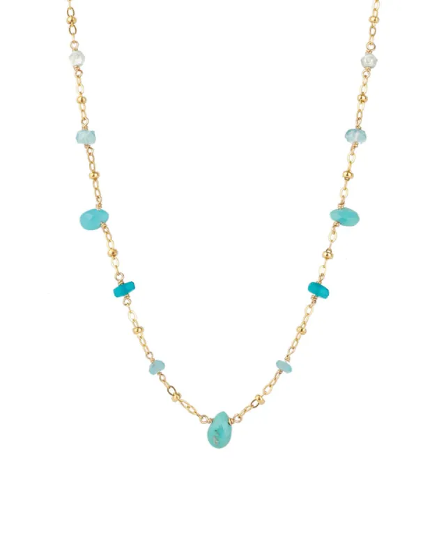 Mixed Teardrop Stone Satellite Necklace sold by Blue Ruby