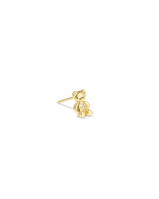 Teddy Bear CZ Heart Stud sold by Blue Ruby