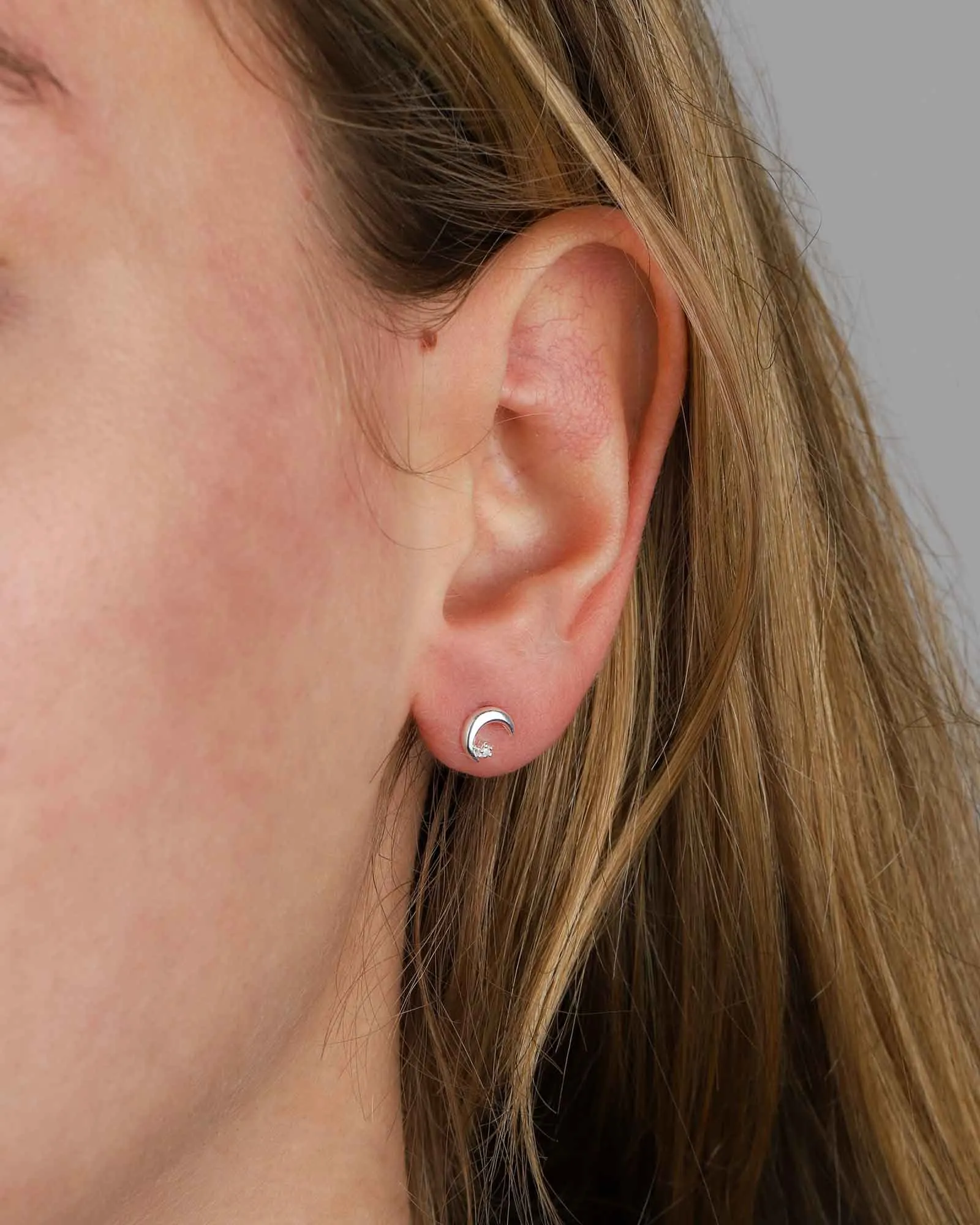 Solitaire CZ Moon Studs sold by Blue Ruby product image thumbnail 2