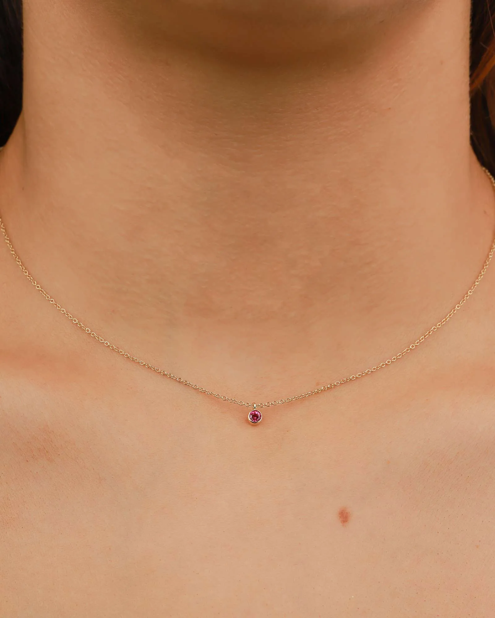 Single Pink Sapphire Bezel Pendant Necklace sold by Blue Ruby product image thumbnail 2