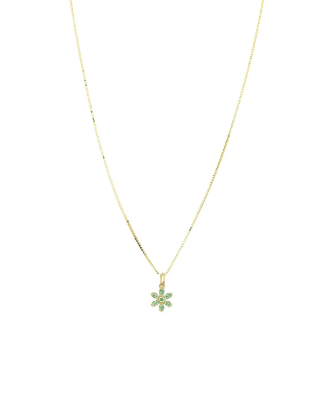 6 Petal Flower Stone Box Chain Necklace sold by Blue Ruby