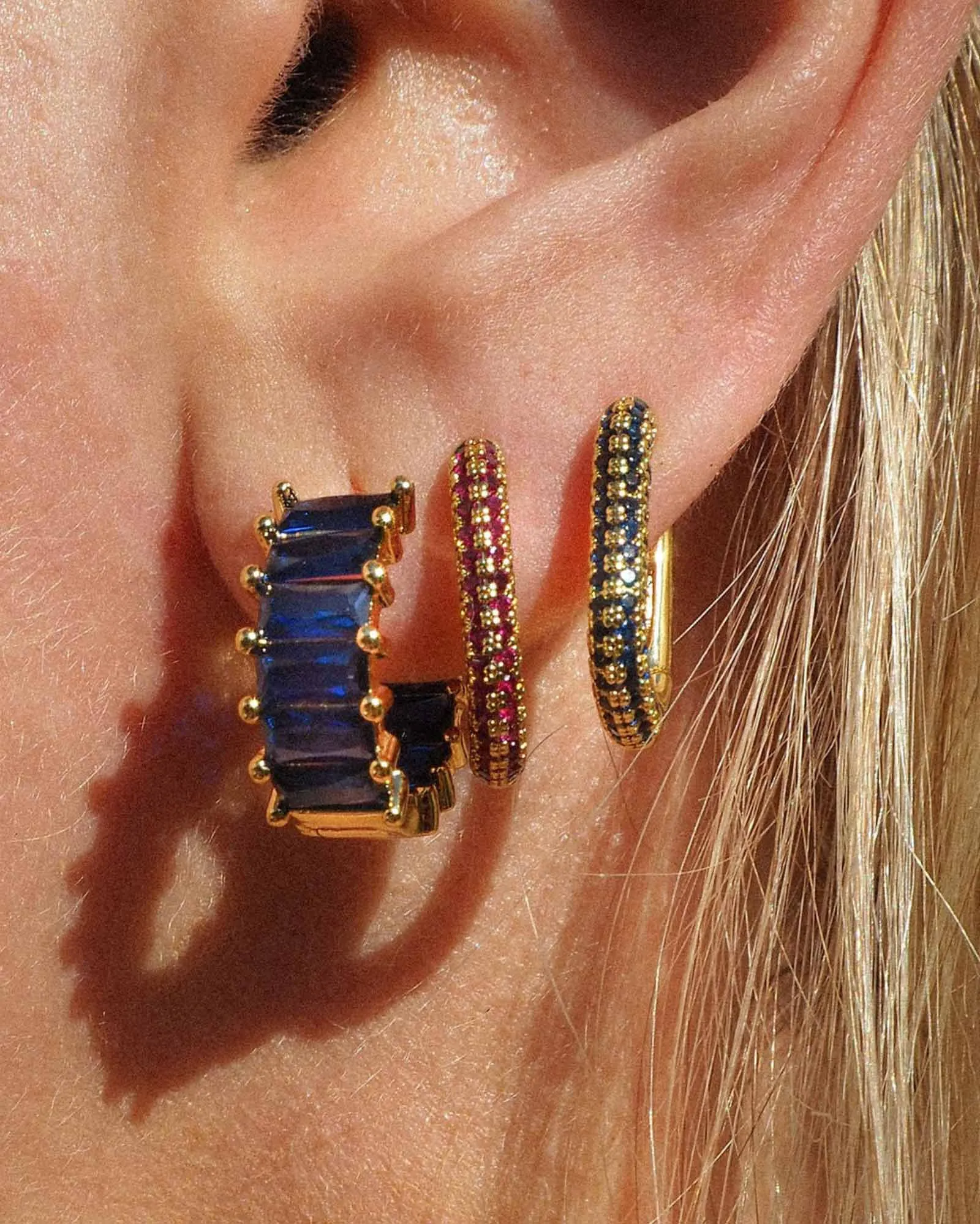 Rectangle Pavé Huggies sold by Blue Ruby product image thumbnail 2