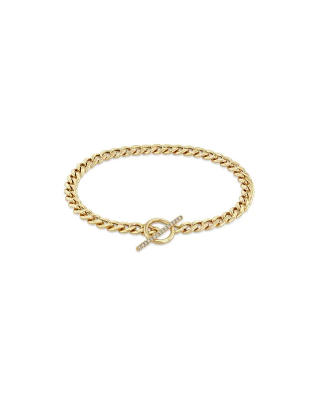 Medium Curb Chain Pave Bar Toggle Bracelet sold by Blue Ruby