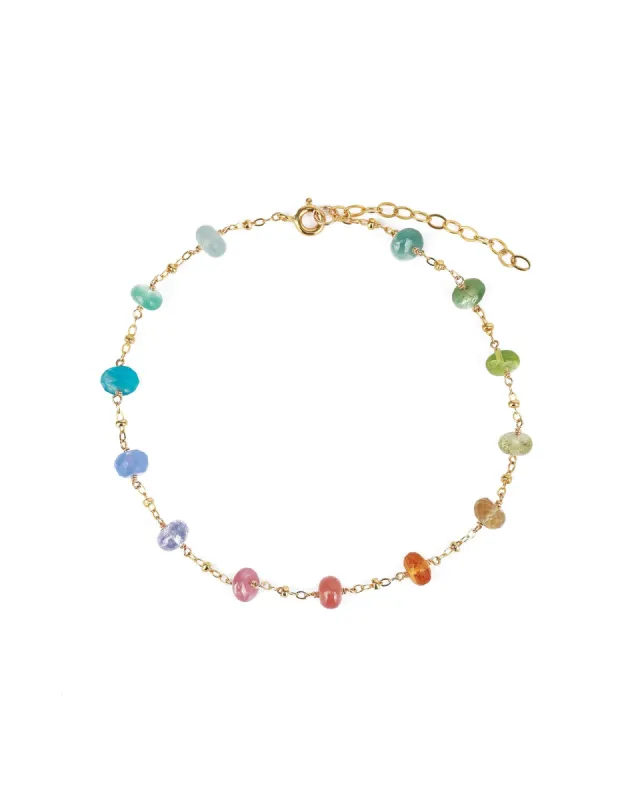 Multi Gemstone Satellite Anklet sold by Blue Ruby