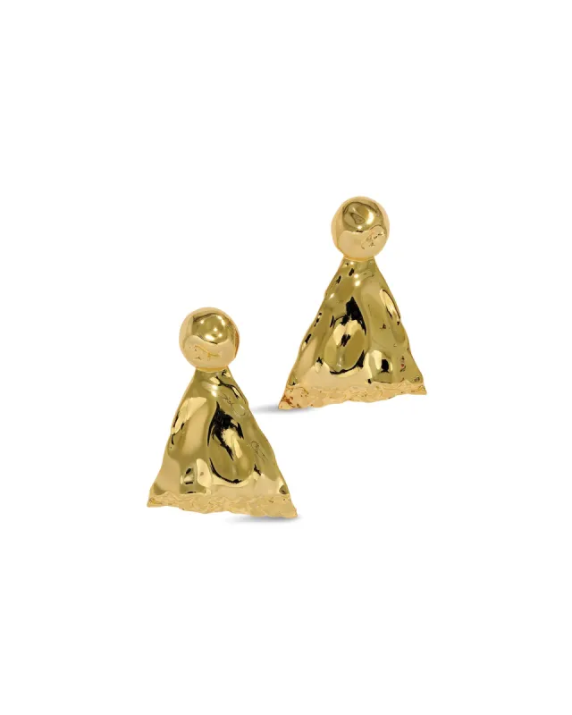 Brut Gold Triangle Post Earrings sold by Blue Ruby