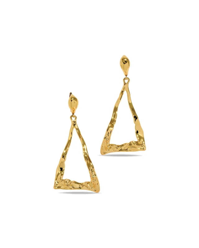 Brut Gold Cutout Triangle Drop Earring sold by Blue Ruby