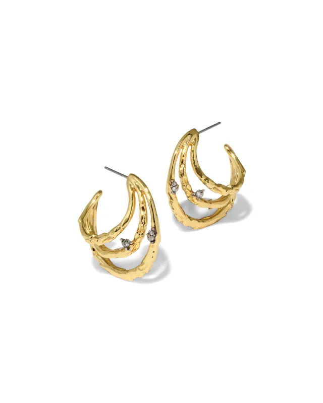Brut Gold Crystal Thorn Orbit Hoop Earrings sold by Blue Ruby