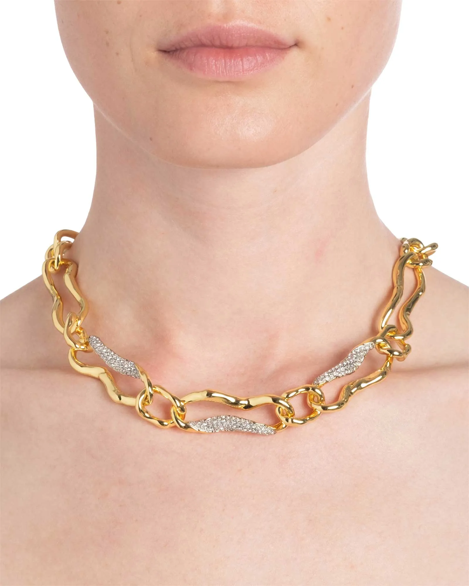 Solanales Gold Curved Link Necklace sold by Blue Ruby product image thumbnail 2