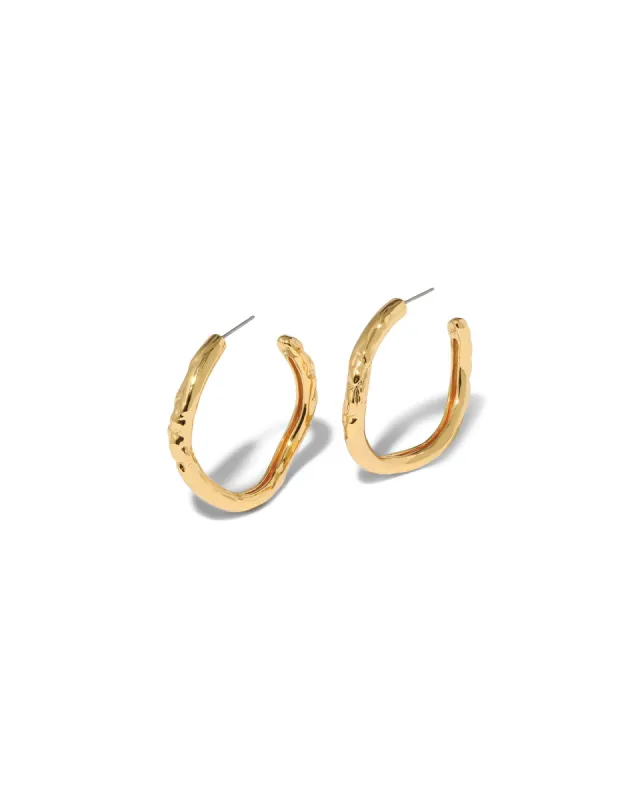 Brut Gold Tube Hoop Earrings sold by Blue Ruby