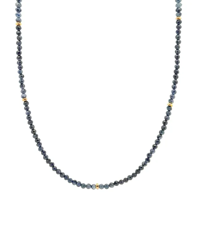 Blue Sapphire Five Rondelle Necklace | 3mm sold by Blue Ruby