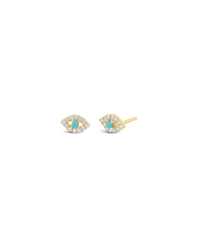 Pavé Evil Eye Stone Studs sold by Blue Ruby