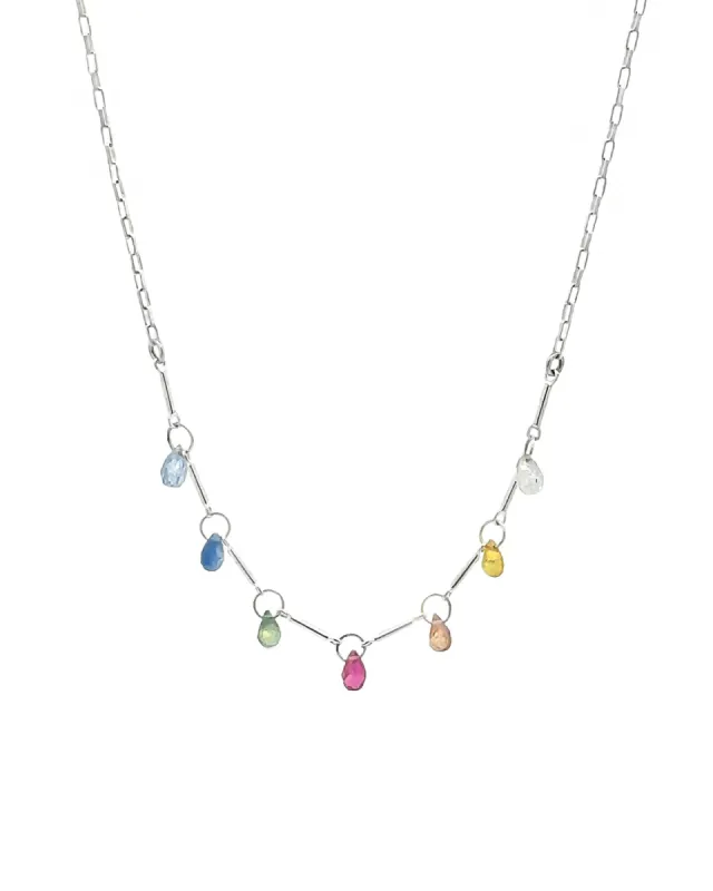 Mixed Teardrop Stone Chain Necklace sold by Blue Ruby