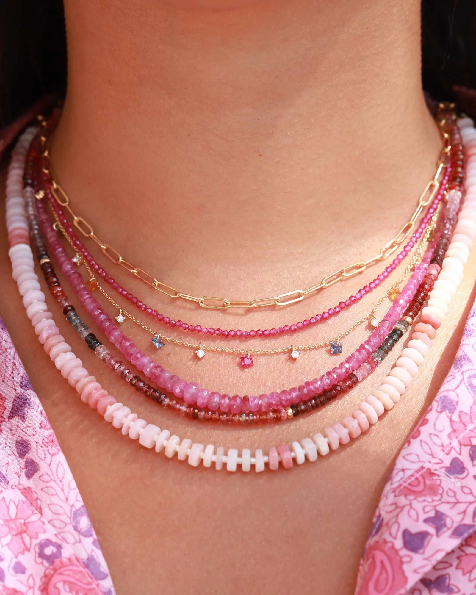 Pink Opal Heishi Stone Necklace sold by Blue Ruby product image thumbnail 2