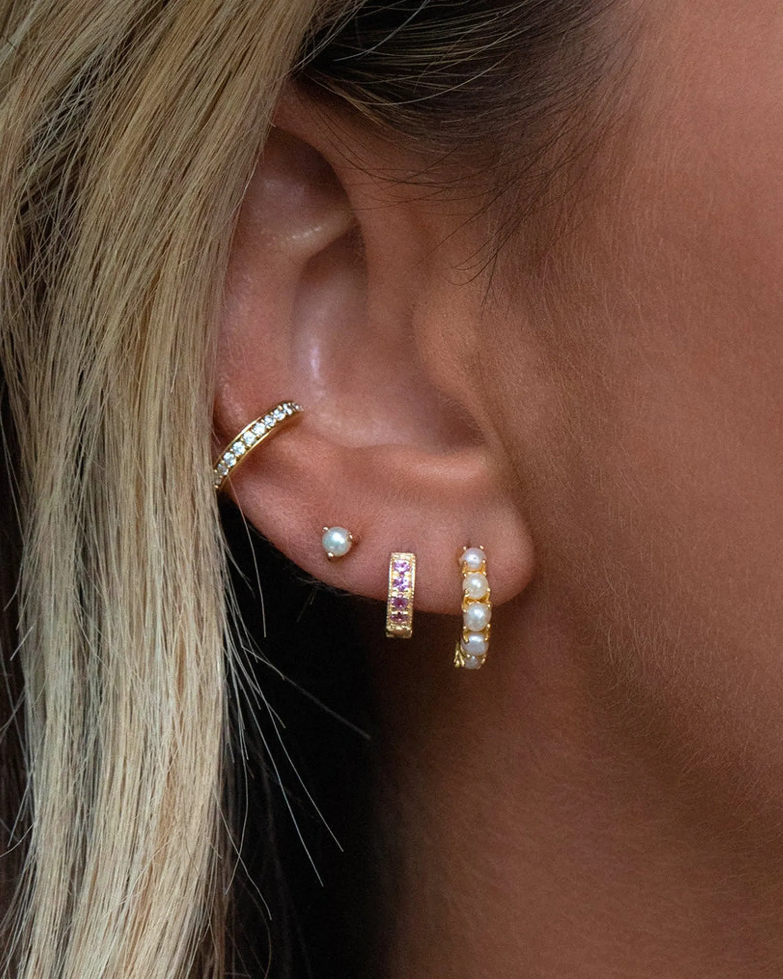 Pavé Huggies | 8mm sold by Blue Ruby product image thumbnail 2