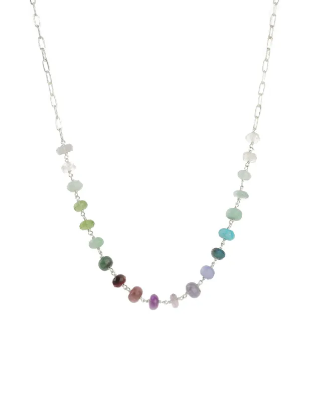 Paperclip Mixed Stone Chain Necklace sold by Blue Ruby