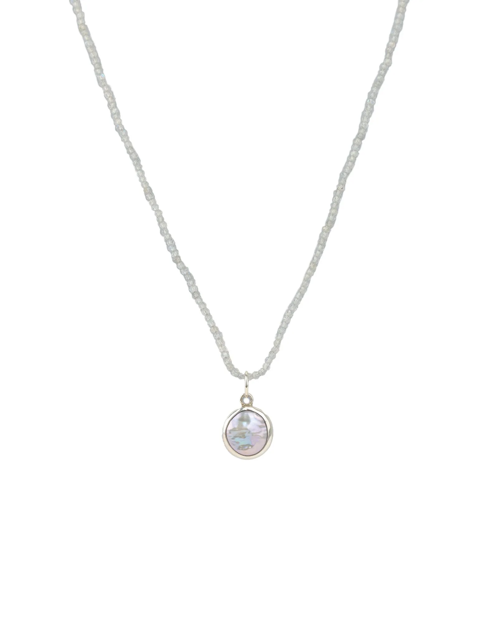 Stone Bezel Pearl Drop Necklace sold by Blue Ruby