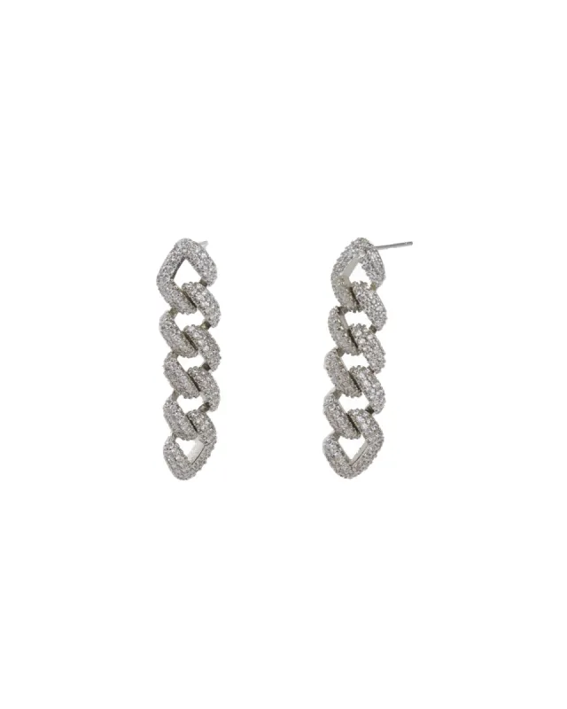 Pavé Curb Chain Drop Studs sold by Blue Ruby