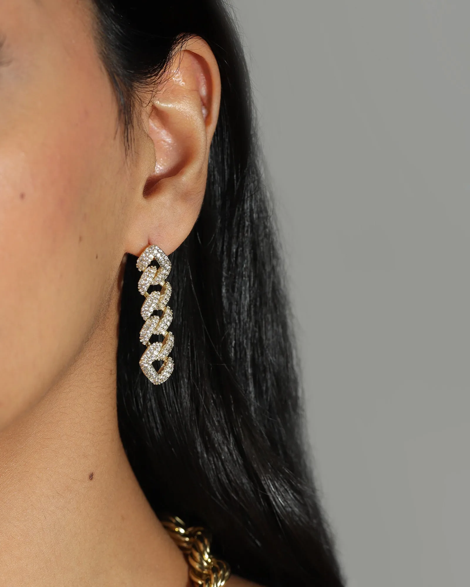 Pavé Curb Chain Drop Studs sold by Blue Ruby product image thumbnail 2