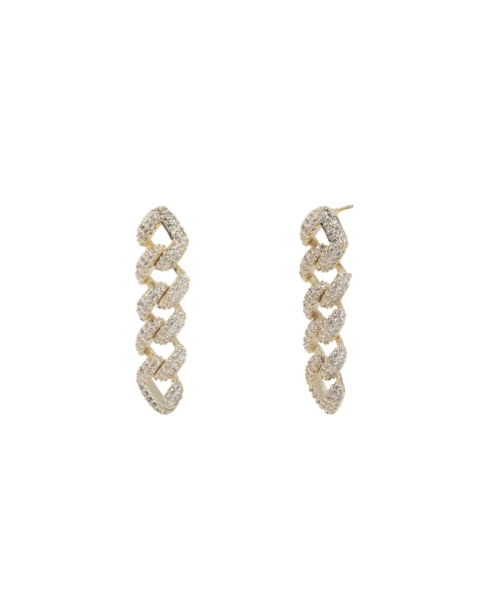 Pavé Curb Chain Drop Studs sold by Blue Ruby