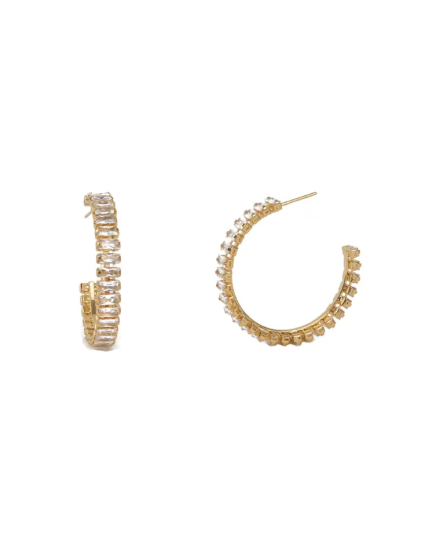 Baguette CZ Hoops | 35mm sold by Blue Ruby