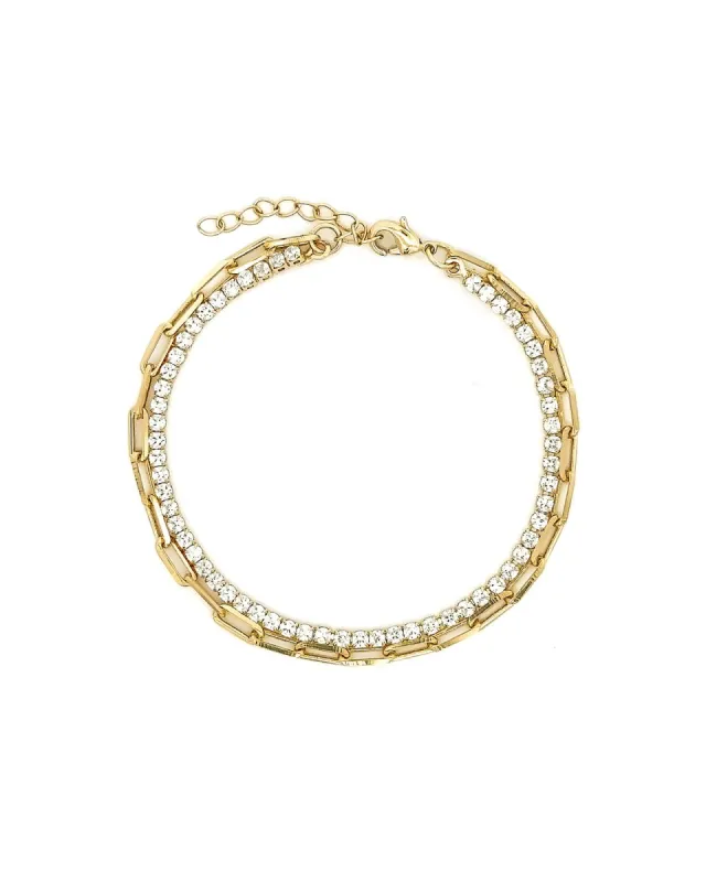 2 Row Paperclip CZ Bracelet sold by Blue Ruby