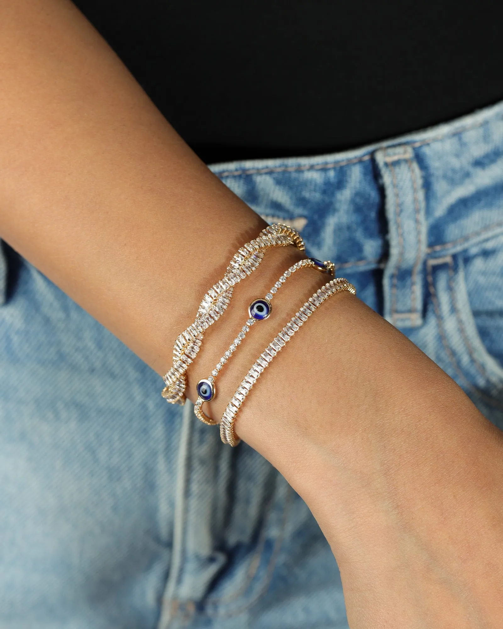 Three Evil Eye CZ Tennis Bracelet sold by Blue Ruby product image thumbnail 2
