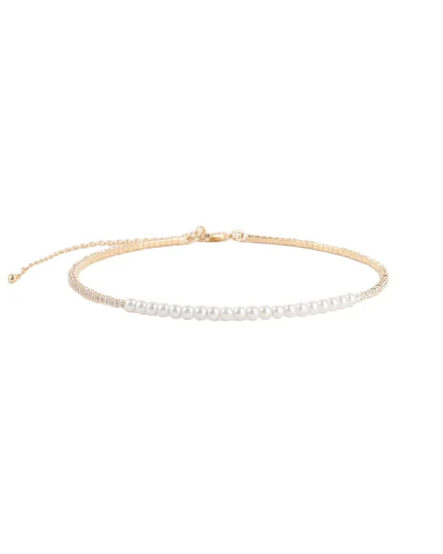 Pearl CZ Choker sold by Blue Ruby