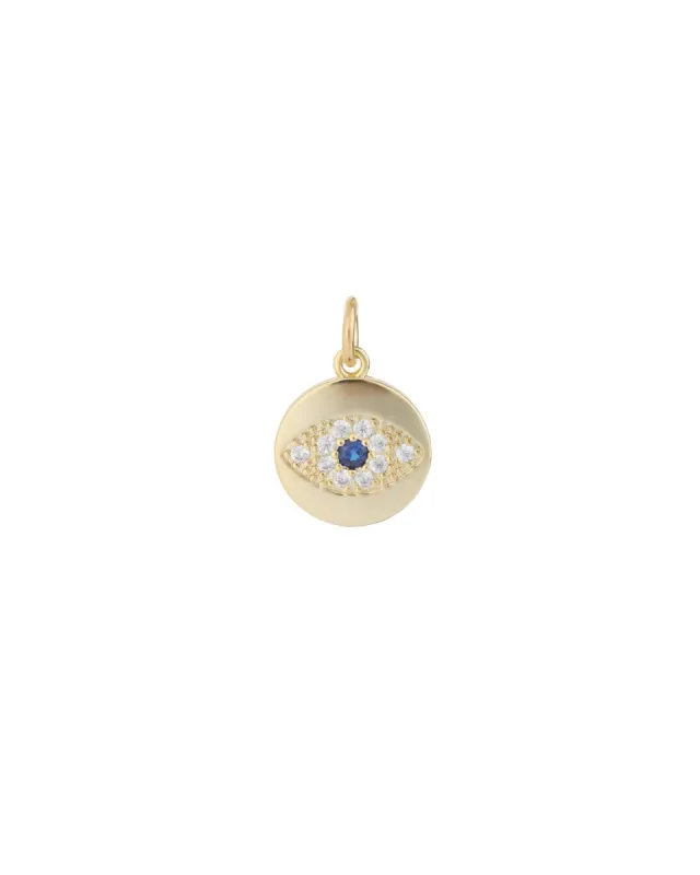 Evil Eye Pavé Round Charm sold by Blue Ruby