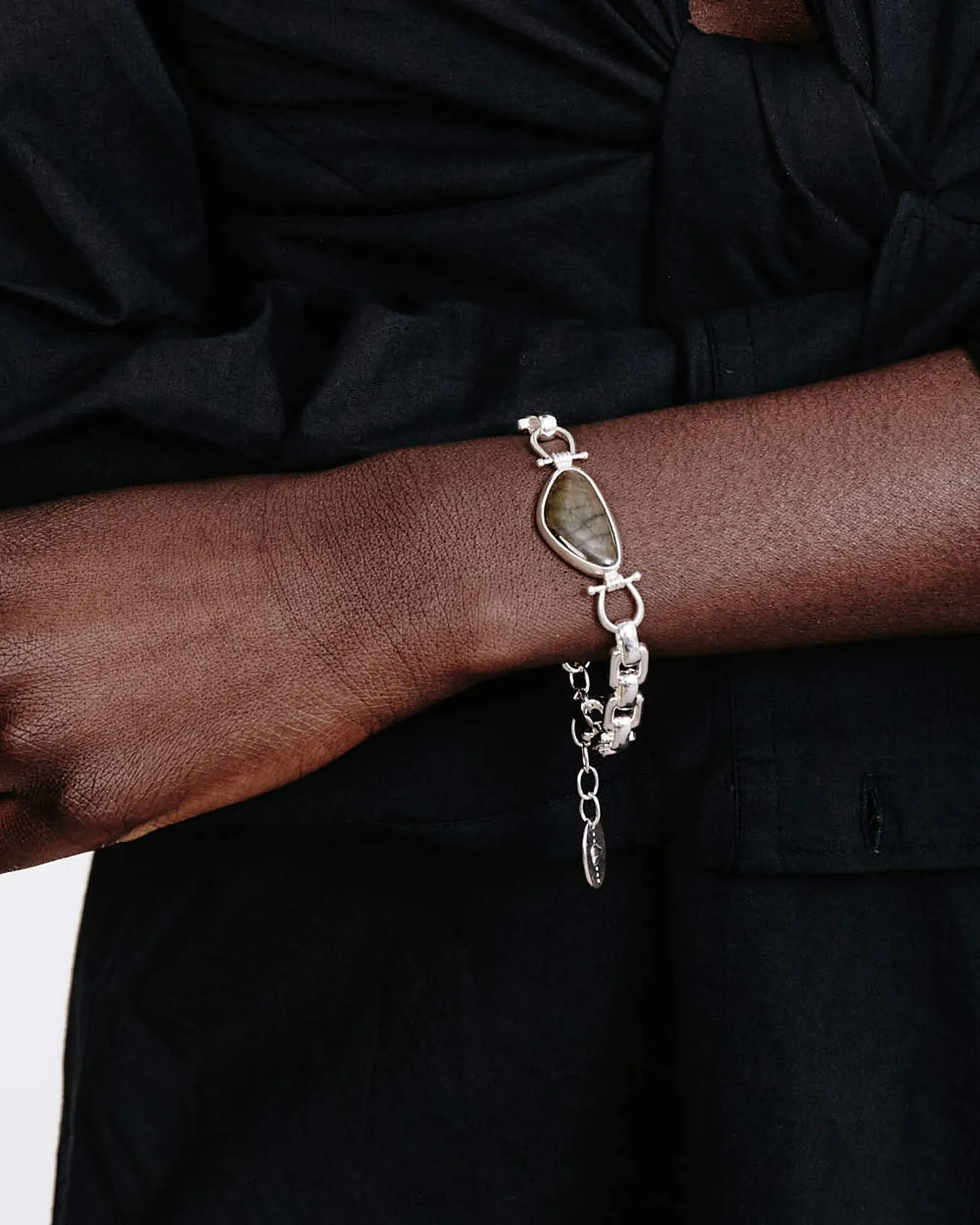 Large Link Bezel Stone Bracelet sold by Blue Ruby product image thumbnail 2