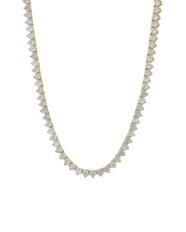 Tennis 3 Prong CZ Necklace | 4mm sold by Blue Ruby