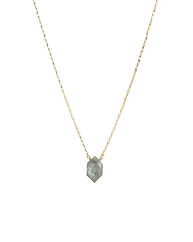 Labradorite Hexagon Box Chain Necklace sold by Blue Ruby