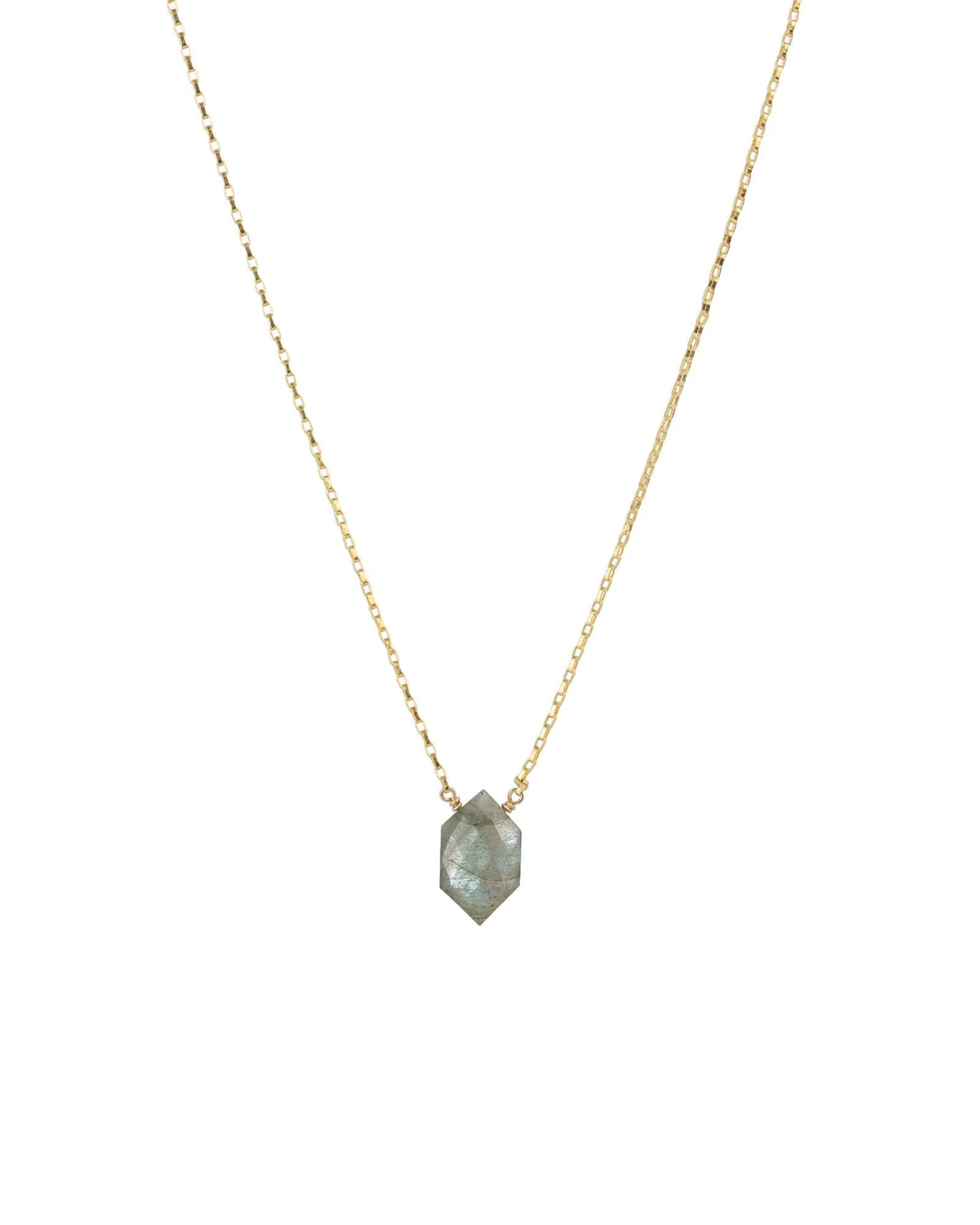Labradorite Hexagon Box Chain Necklace sold by Blue Ruby